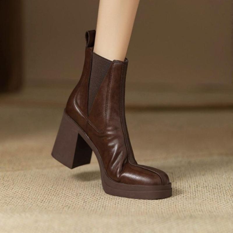 New Style High-heeled Shoes, Thick-soled Boots, Women's Shoes, Short Boots, Autumn-winter Shoes