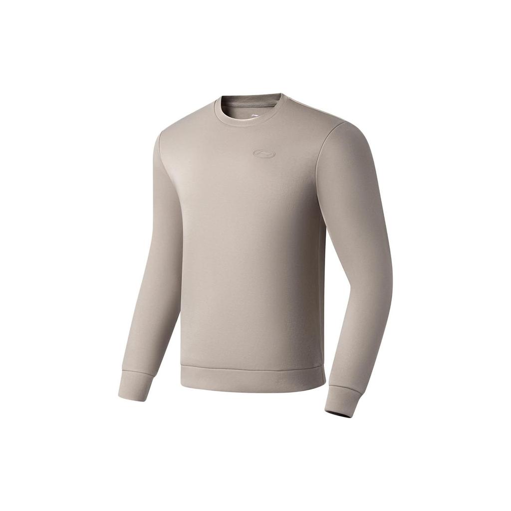 Li Ning Plain Logo Pullover Long Sleeve Sweatshirt Men Sweatshirts Goat-Gray AWDT101-3