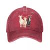 Modern Trio Goat Portrait Illustrati Washed Baseball Cap Outdoor For Womens Unisex FeUnisex Dad Hat