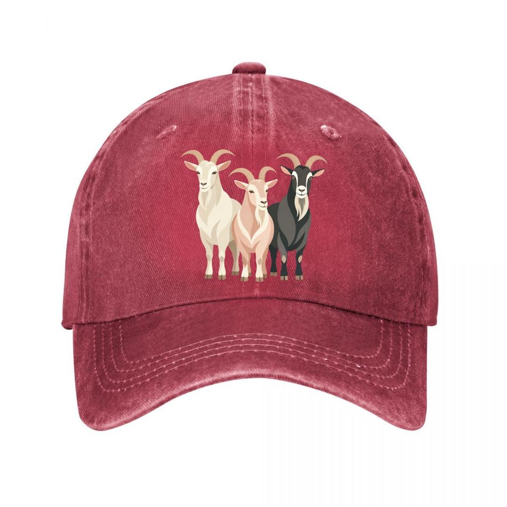 Modern Trio Goat Portrait Illustrati Washed Baseball Cap Outdoor For Womens Unisex FeUnisex Dad Hat