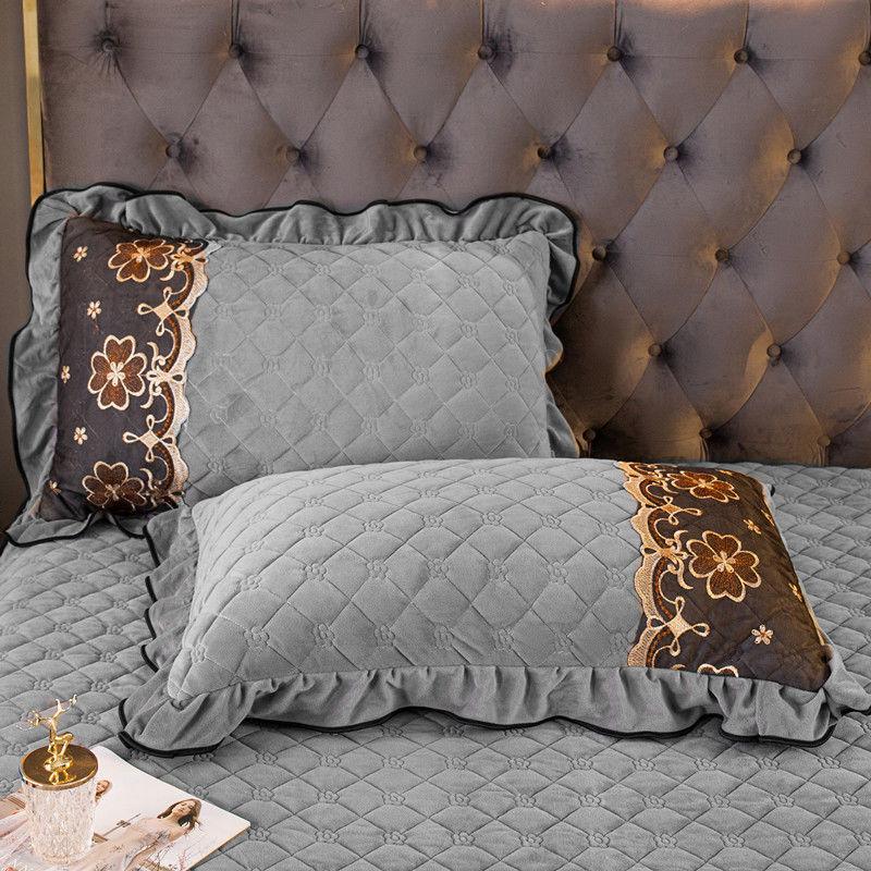 Hochwertiger dicker Flanell-Kissenbezug, superweich warm, luxuriöse dekorative Bettwäsche, einfacher einfarbiger Steppstil 48x74cm