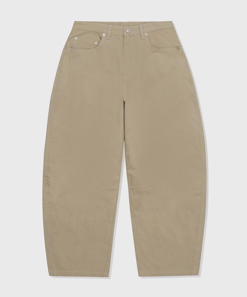 KIIMUIR Curved Wide Cotton Pants_Beige [Select Belt/Keyring]