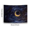 Starry Moon Tapestry, Swirling Night Sky with Crescent Moon, Abstract Cosmic Wall Hanging for Living Room Bedroom