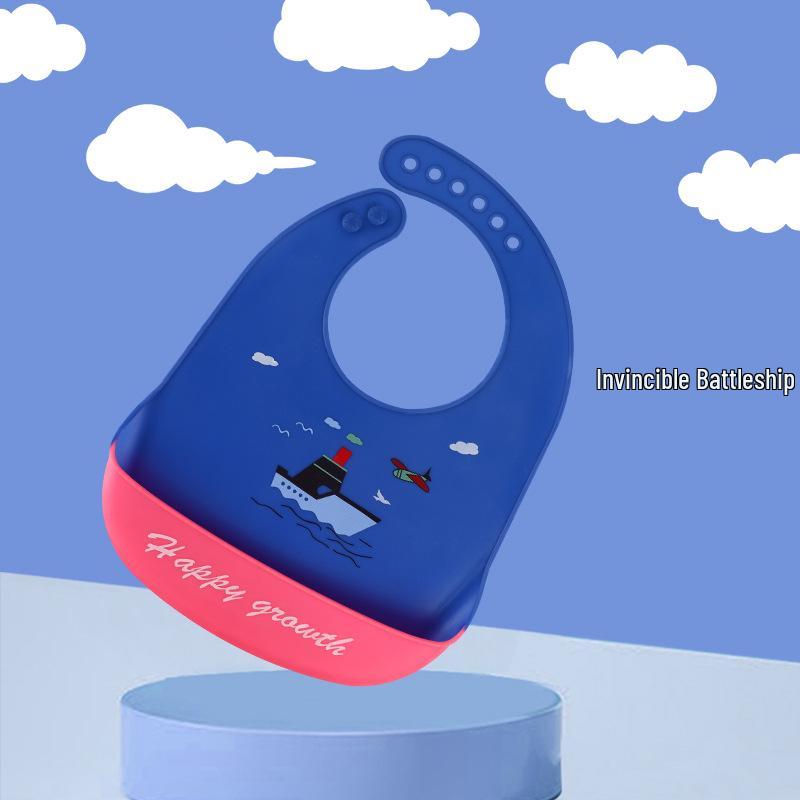 Waterproof Silicone Baby Bib - Large, Wash-Free, Drool & Meal Bib for Newborns and Children