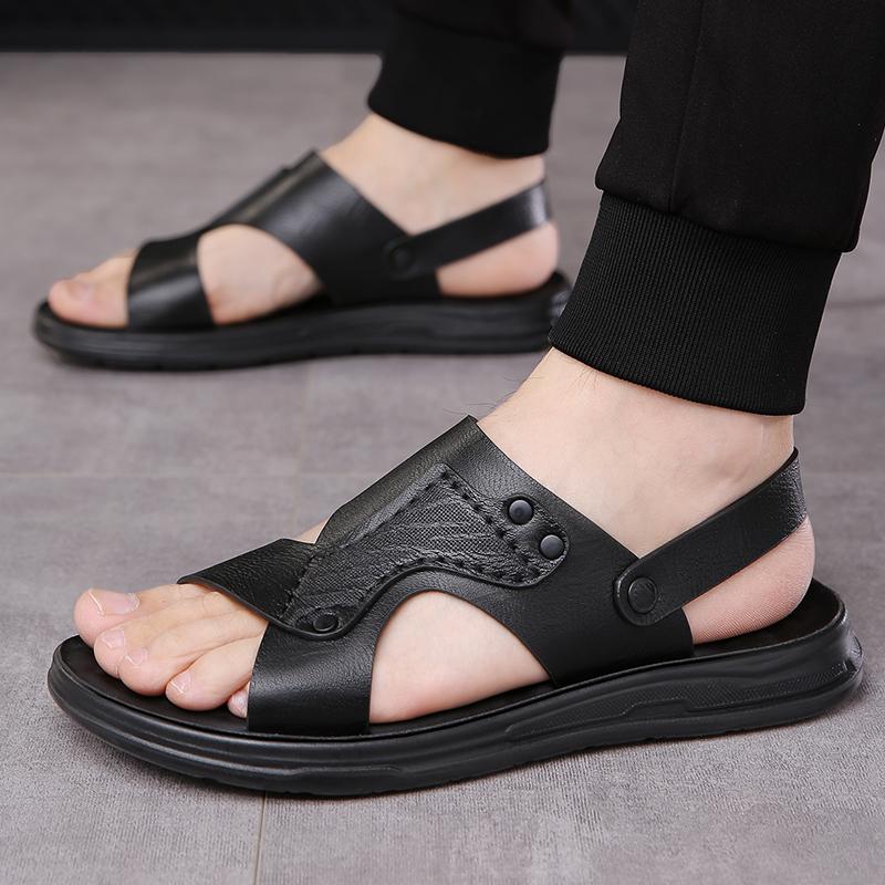 TUINANLE Sandales pour Homme Cuir PU Classique Romaines Homme Été Marche Plage Sandales Plates Chaussures pour Homme Baskets Sandalias Hombre Pantoufle Homme