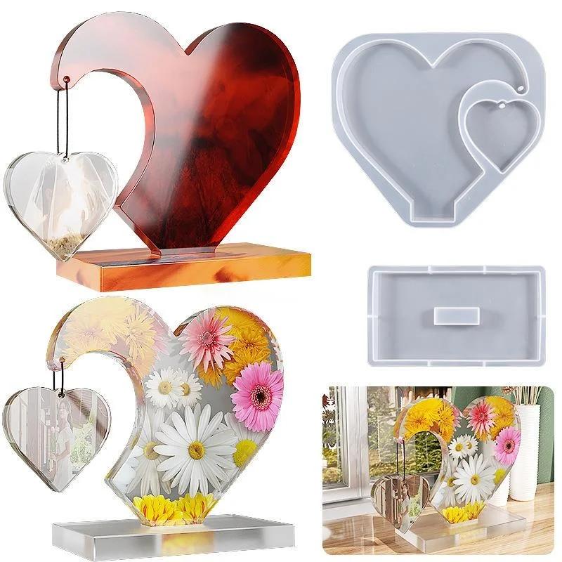 Love Heart Photo Frame Silicone Mold DIY Epoxy Resin Casting Mould For Christmas Tree Ornament Handmade Home Decor Crafts