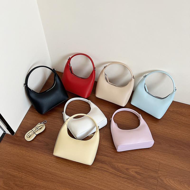 Pu Moon Shape Handbag For Women Summer Casual Fashion Purse With Zipper Closure
