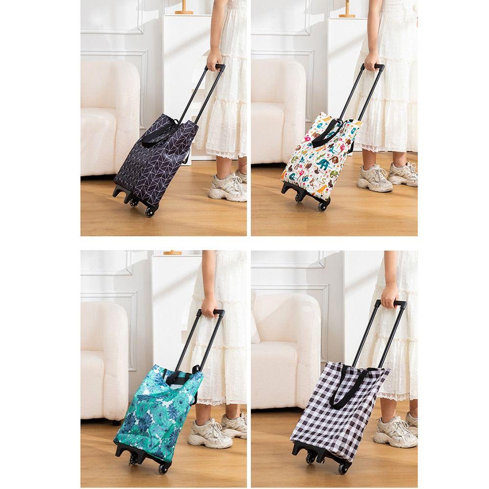 Large-capacity Foldable Shopping Bag with Wheels Handheld Shopping Trolley  Grocery