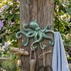 Gancho Decorativo para Abrigos de Pulpo de Hierro Fundido, Colgador de Metal Rústico para Ropa en Pared, Portarrollos para Toallas de Mano Náutico para Dormitorio Baño Cocina