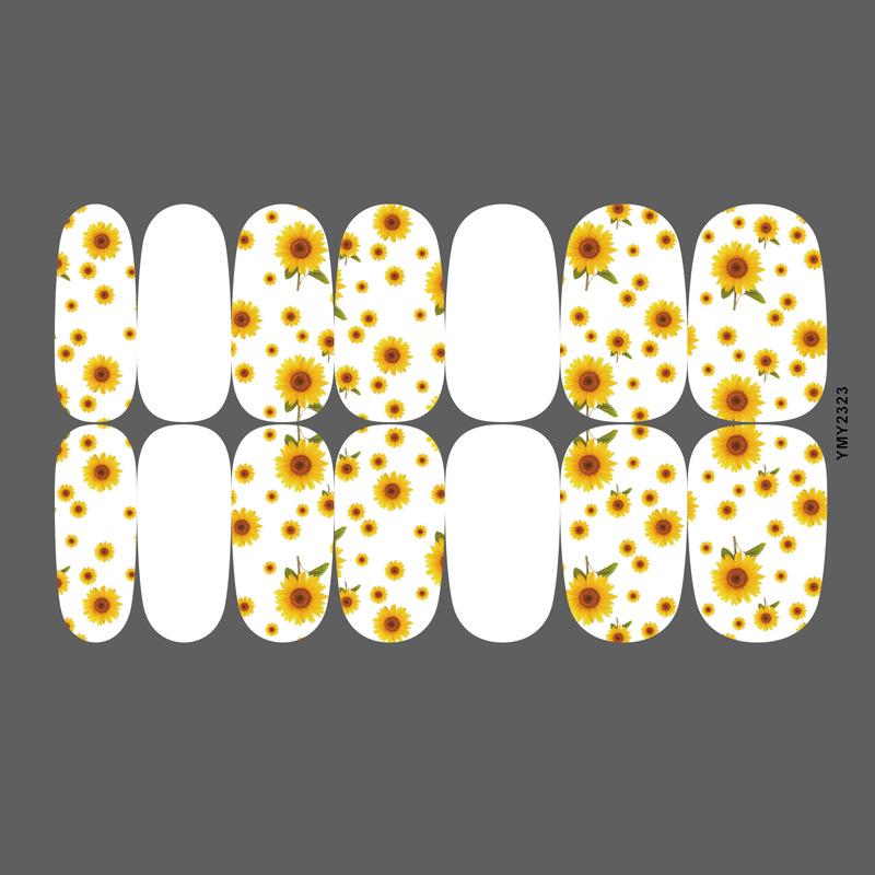 Sunflower Waterproof Nail Art Stickers - Full Cover, Trendy European & American Style (YMY2318-2329)