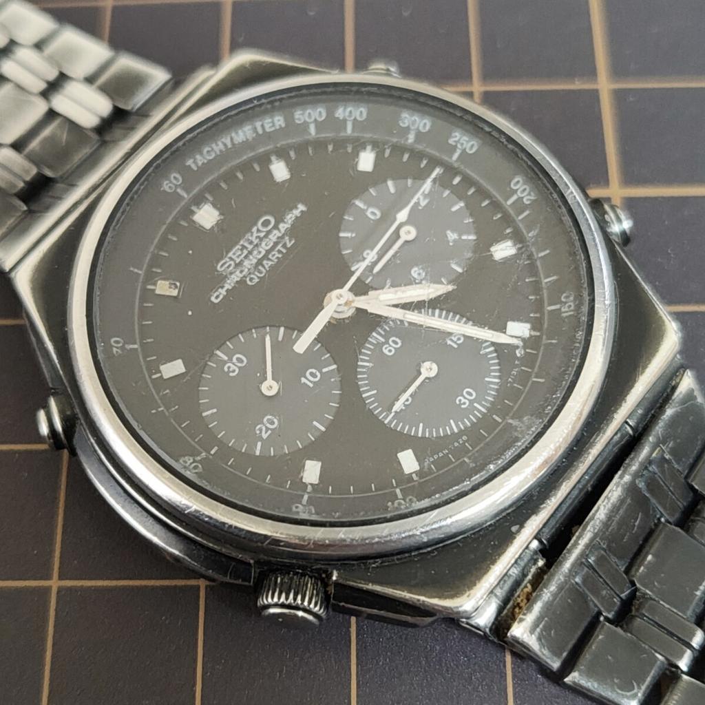 SEIKO SPEEDMASTER Speedmaster Black Dial Chronograph Watch [Working Condition] 7A28-7110 Men's (Management Code K26Z)