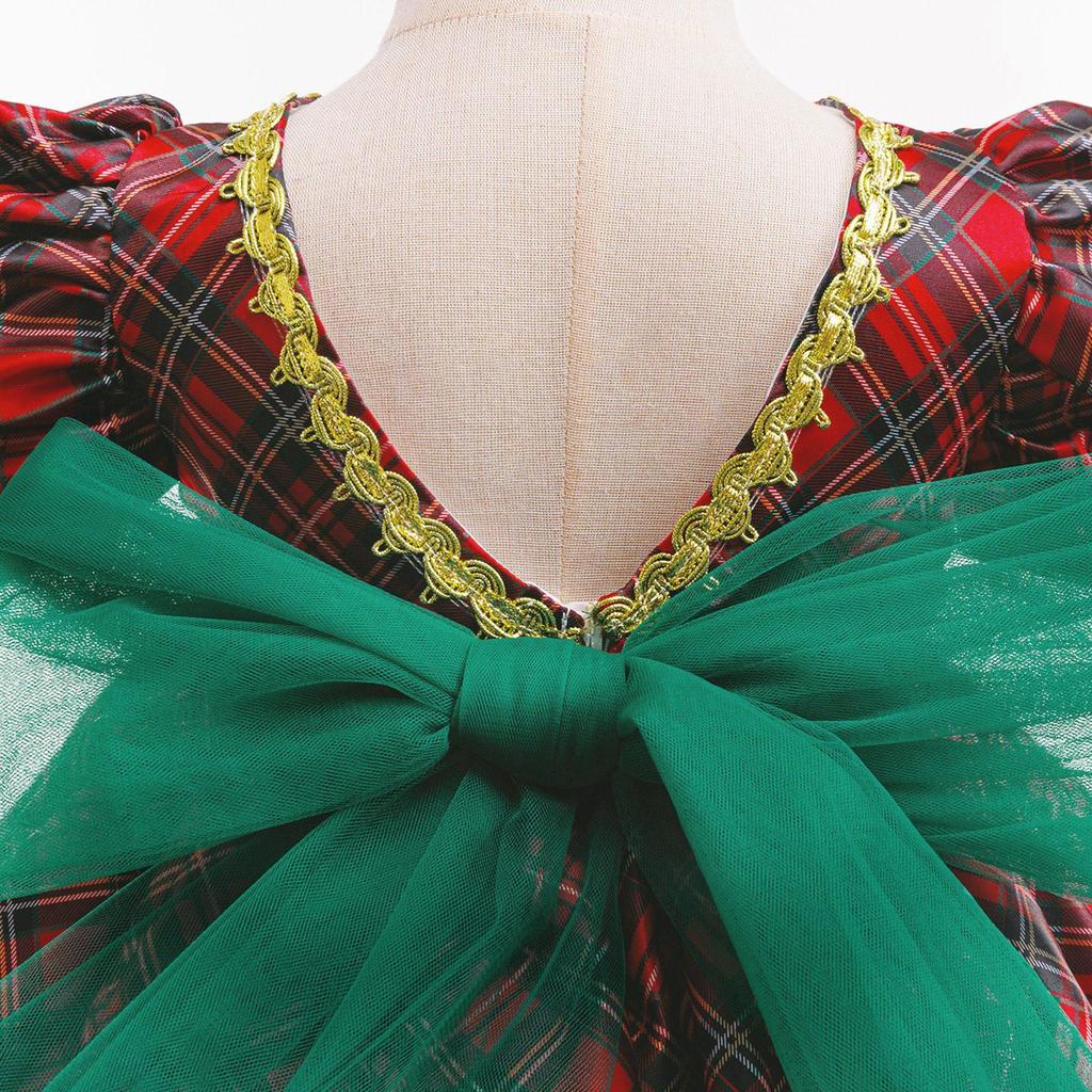 Red & Green Sequin Christmas Dress: Santa Claus Snowflake Costume, Girls' Mesh Princess Dress