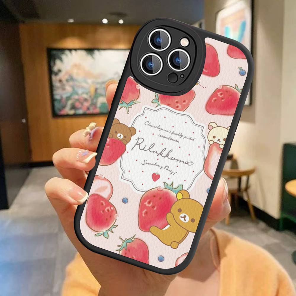 

Rilakkuma Anime Cute Cartoon Phone Case For IPhone 16 15 14 13 12 11 Pro Max Plus 16E Soft Leather Cover iPhone 14 pro