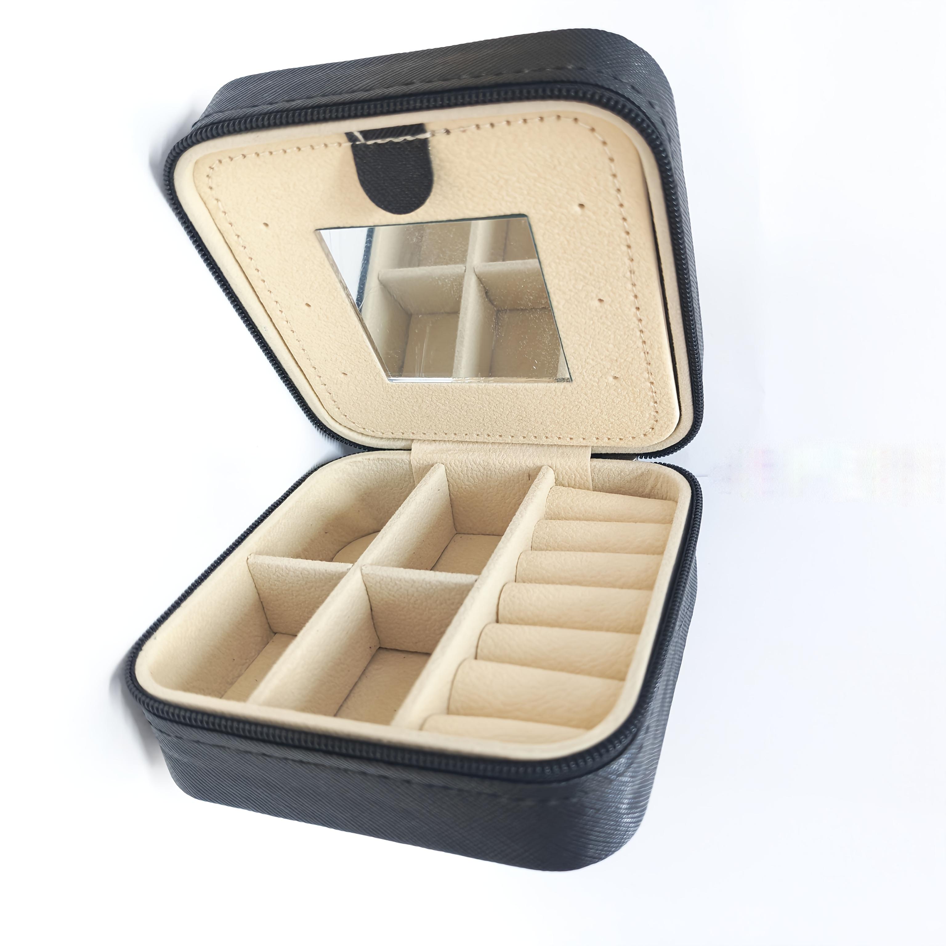 

Portable Travel Velvet Jewelry Storage Box Earring Necklace Ring Jewelry Box Pure Color Simple Korean Style Hard Material