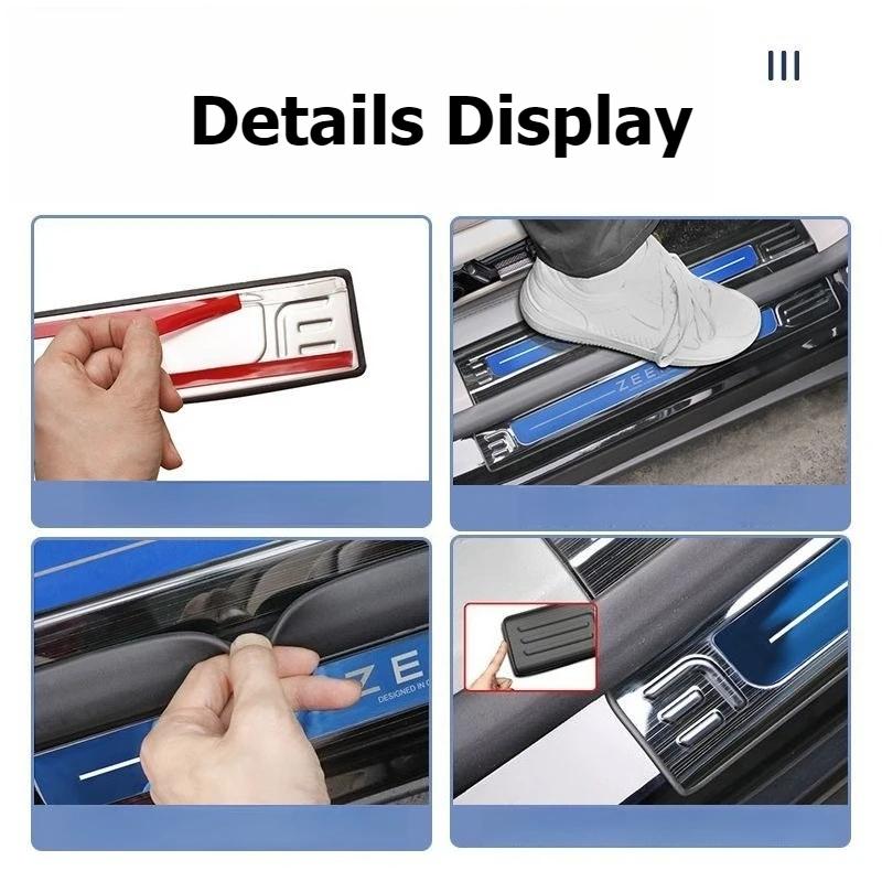 For Geely Zeekr 7X 2024 2025 Car Door Sill Scuff Plate Welcome Pedal Protection Stainless Steel Garnish DoorSill Protective Trim
