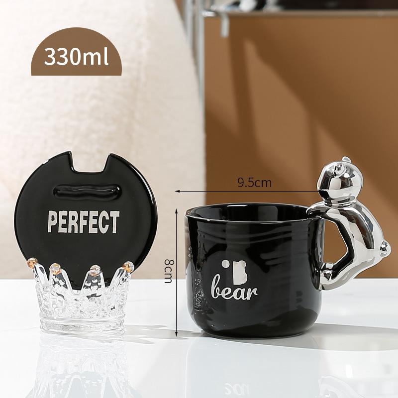 Cană ceramică drăguță cu capac, cană pentru fete, capacitate mare, cană de apă, set cadou, cană suvenir, cadou pentru copii