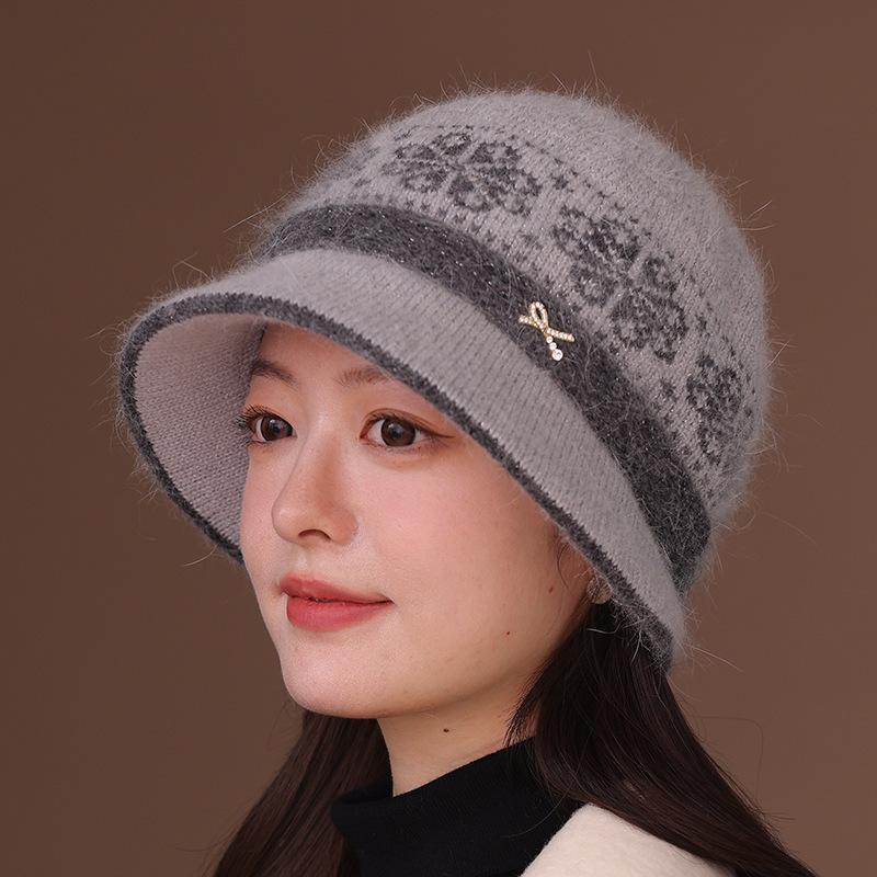 New Autumn and Winter Thickened Color Matching Thermal Hat Cold Mother Basin Hat Middle-aged and Elderly Fashion Hat