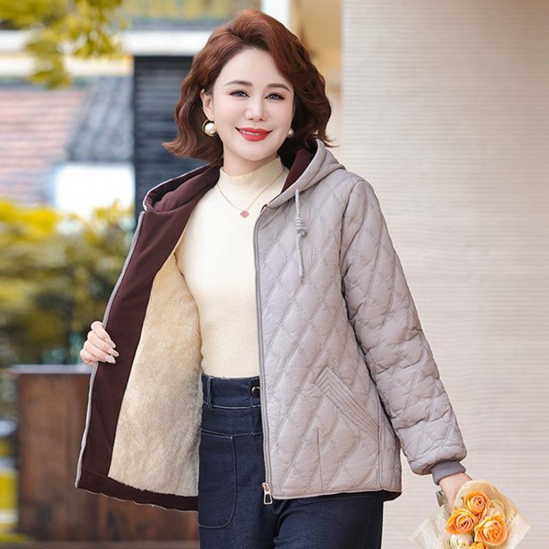 Winter Cotton Coat Women's Autumn and Winter Hooded Cotton-padded Coat Noble Short Velvet Top