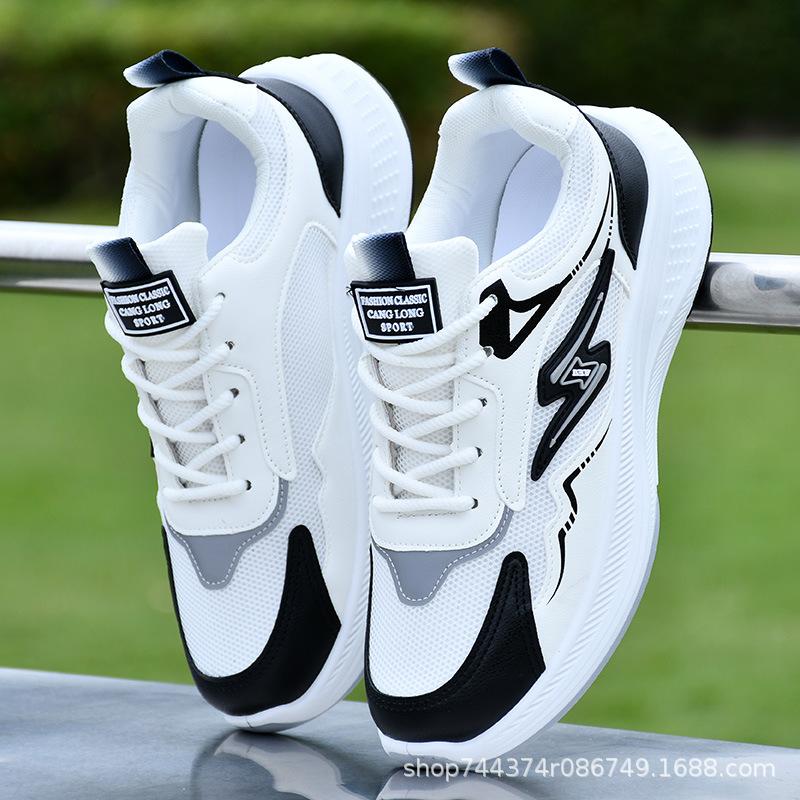 White sneakers spring and autumn new lightweight running shoes soft sole non-slip air cushion elastic student shoes