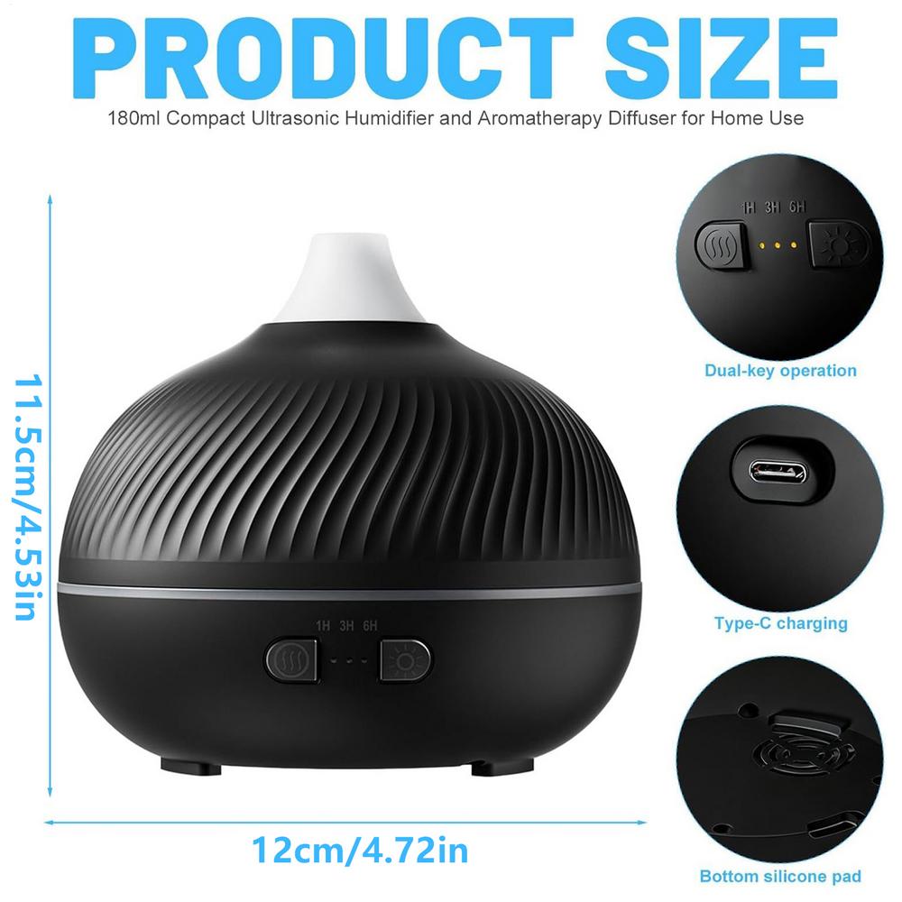 Aroma difuzér s 7barevným ambientním světlem, USB zástrčka, elektrický difuzér na olej, mlhový zvlhčovač vzduchu do obývacího pokoje, k krbu, na stůl, do hotelu, lázní