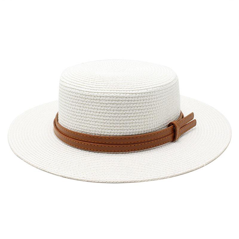 Spring And Summer Men'S And Women'S Multi-Color Decorative Flat-Top Straw Hat Outdoor Travel Sunshade Sun Protection Flat-Top Straw Hat