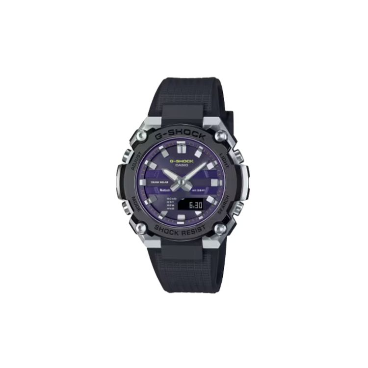 Casio 200 Meter Water Resistant Solar Quartz Movement Resin Strap Watch Men watches Purple GST-B600A-1A6JF Purple Watch Dial