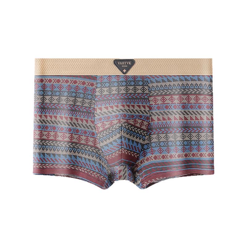 Ethnic Style Men's Pure Cotton Boxer Briefs - Comfortable, Breathable, Mid-Rise Trunks In American Light Luxury Design