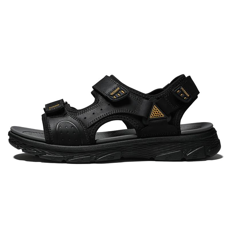 Fashion Golden Sapling Summer Shoes Genuine Leather Sandals Outdoor Men's Beach Sandals Leisure Flats Retro Footwear Men Casual Moccasin