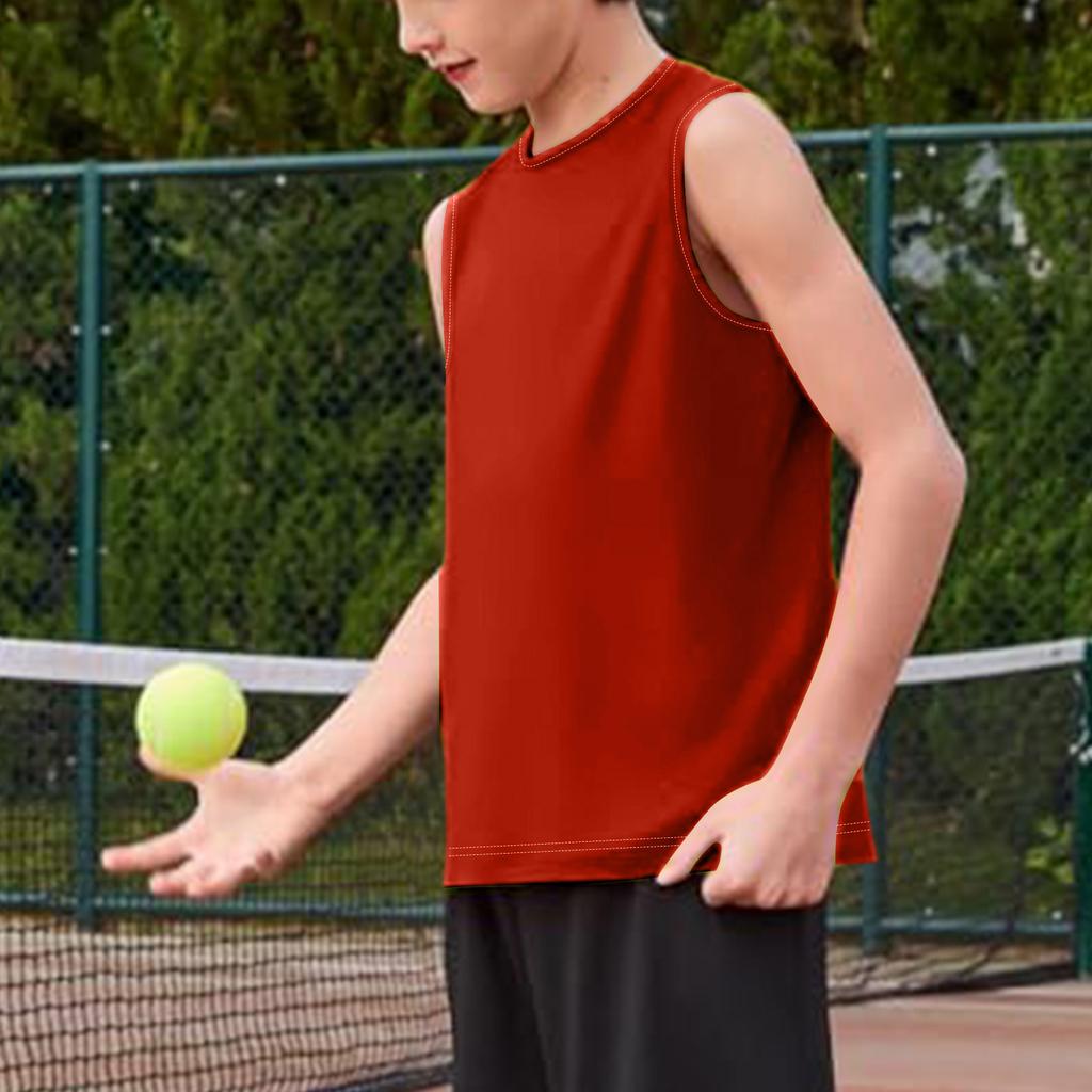 Ärmelloses Rundhals-Tanktop für Jungen Klassische Passform Jugend Basic Einfarbig Unterhemd Weiches Baumwollmaterial Bequem zu tragen