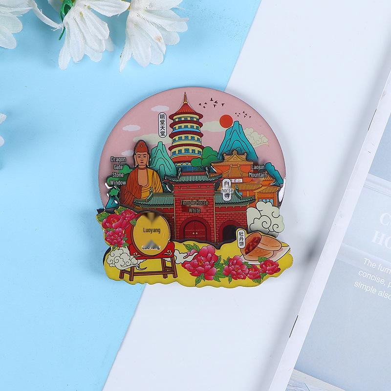 National City Scenic Cartoon Holz-Epoxid-Kühlschrankmagnet