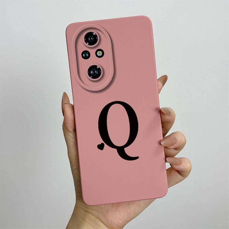 For Honor 200 Case Honor 200 Pro Phone Case Cute Initial Letters Square ShockProof Soft Silicone Back Cover Fundas Honor 200 Pro