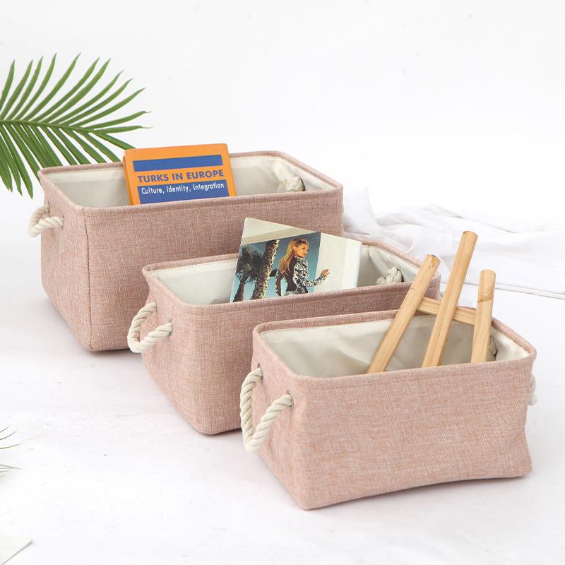 Versatile Double-layered Linen Laundry Basket Closet Clothing Organizer Desktop Sundries Toys Snacks Cosmetic Storage Basket