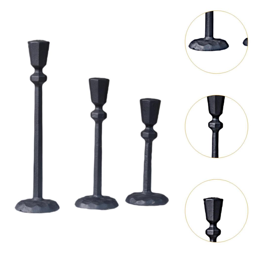 3x Pillar Candle Holders Decorative Candle Stands for Wedding Living Room