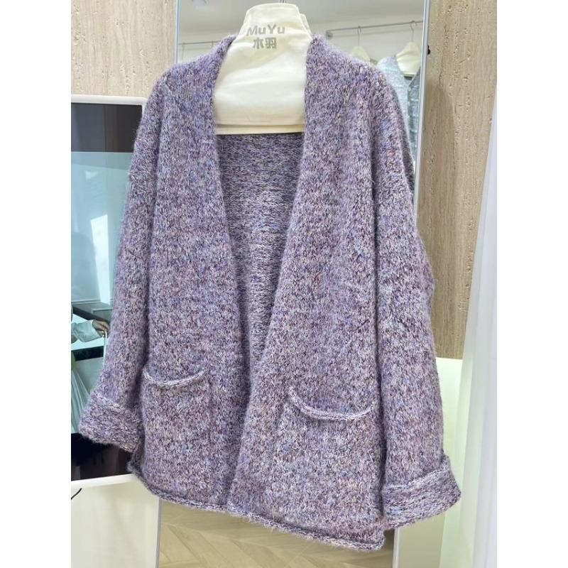 

Ленивый ветер расслабленный вязаный кардиган куртка женская осень и зима новый свободный карманный свитер куртка one size fits all