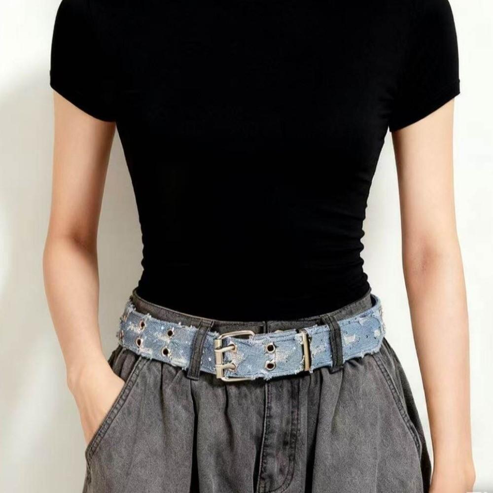 Metal Buckle Star Hole Sequin Belt Double Grommet Hole Trouser Decor Decoration  Dress Decor
