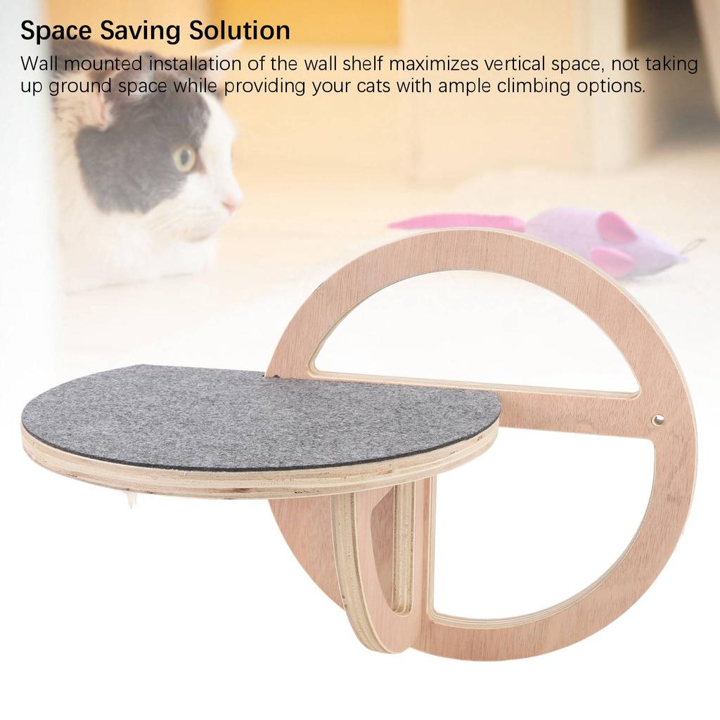 Cat Wall Shelf Wooden Round Increase Cat Exercise Wearproof Easy to Clean Cat Wall Perch for Cats Sl