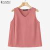 ZANZEA Women Casual V-Neck Summer Sleeveless Cotton Tank Tops