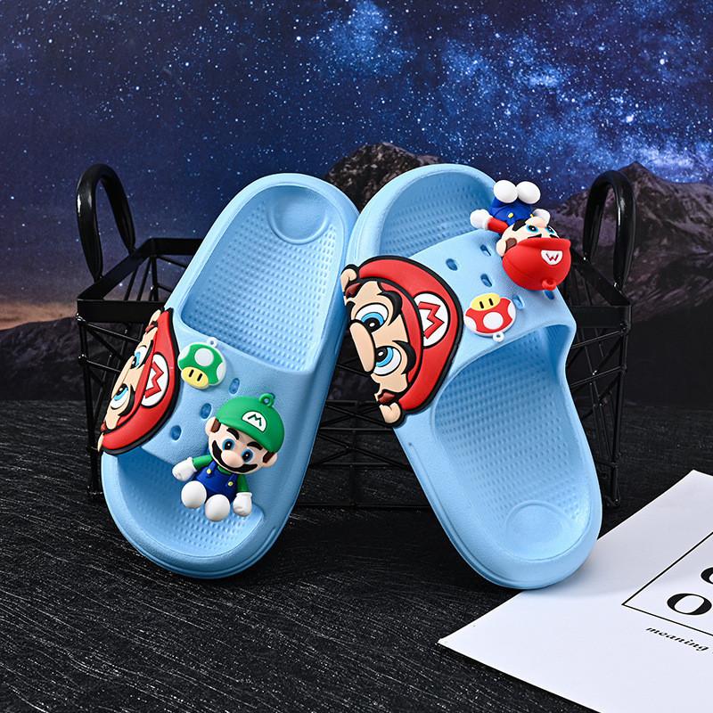 Comfortable Cartoon Mario Boys' Slippers Lightweight Soft Bottom Non-slip Design Perfect For Summer Wear