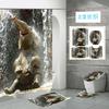 Polyester Elephant 3D Digital Printing Bathroom Personalized Partition Shower Curtain Four-Piece Set