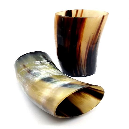 Horn Tumblers Set of 5 Handmade Cups for Wine Beer Ale Safe, Unique Drink Cup. Norse Drinking Beer Mug 8,10oz Ox Horn