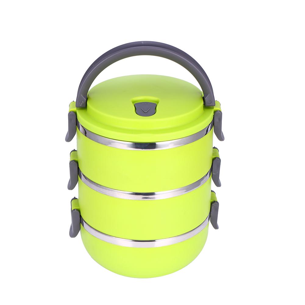 Round 3 Layer Durable Stainless Steel Lunch Box Bento Picnic Food Container