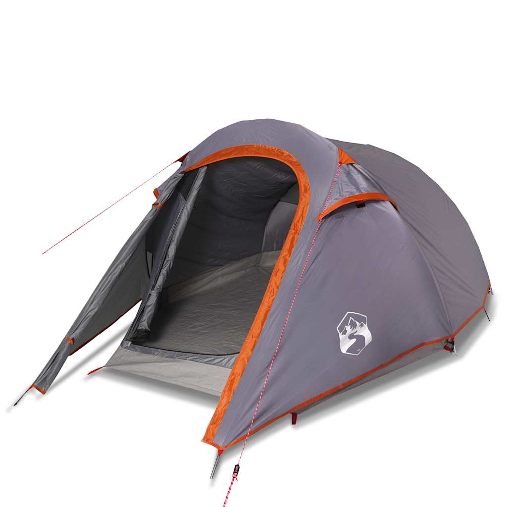 Tunnel Tent for 3 Persons Grey and Orange Waterproof