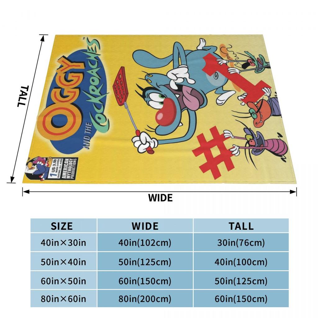 Animation Anime Film Oggy And The Cockroaches Blankets Soft Warm Flannel Throw Blanket Bedspread for Bed Living Room Picnic Sofa