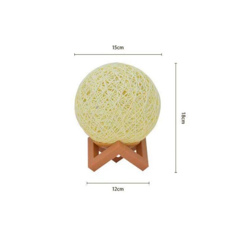 1 Set Rattan Kugel Tischleuchte USB-Stecker Helligkeit Einstellbar Nachtlicht Geschenk Holzständer Nachttisch Dekoration Nachtlicht Für Schlafzimmer