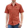 Men'S Shirt With Double Pockets Casual Short Sleeved Top Fashionable Cardigan