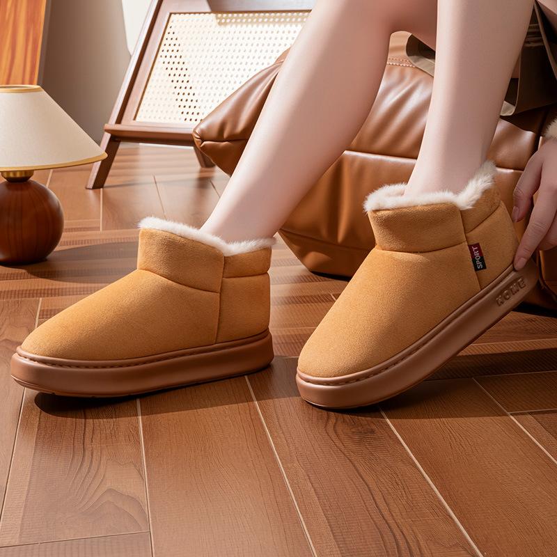 Cotton Slippers Men's Bag with Winter Warm Thick Sole, New Style for Outerwear with Added Fleece, Versatile New Cotton Shoes for Women