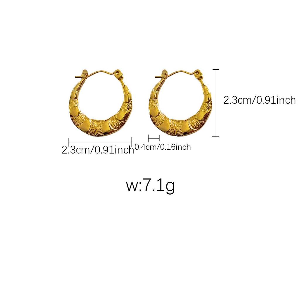 18K Gold Plated Fashion Texture Women's Earrings - European, American, Middle Eastern, African, Southeast Asian Styles