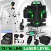 16/12 Lines Laser Level Laser self-leveling Green Powerful Beam 4D 360 Horizontal&Vertical measure tool Green Beam Laser Levels AC 110-240V