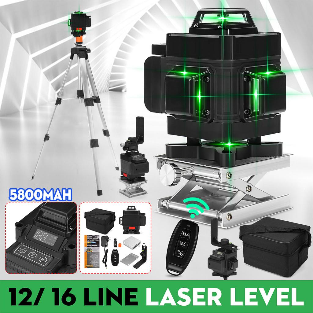 16/12 Lines Laser Level Laser Self-leveling Green Powerful Beam 4D 360 Horizontal&Vertical Measure Tool Green Beam Laser Levels AC 110-240V