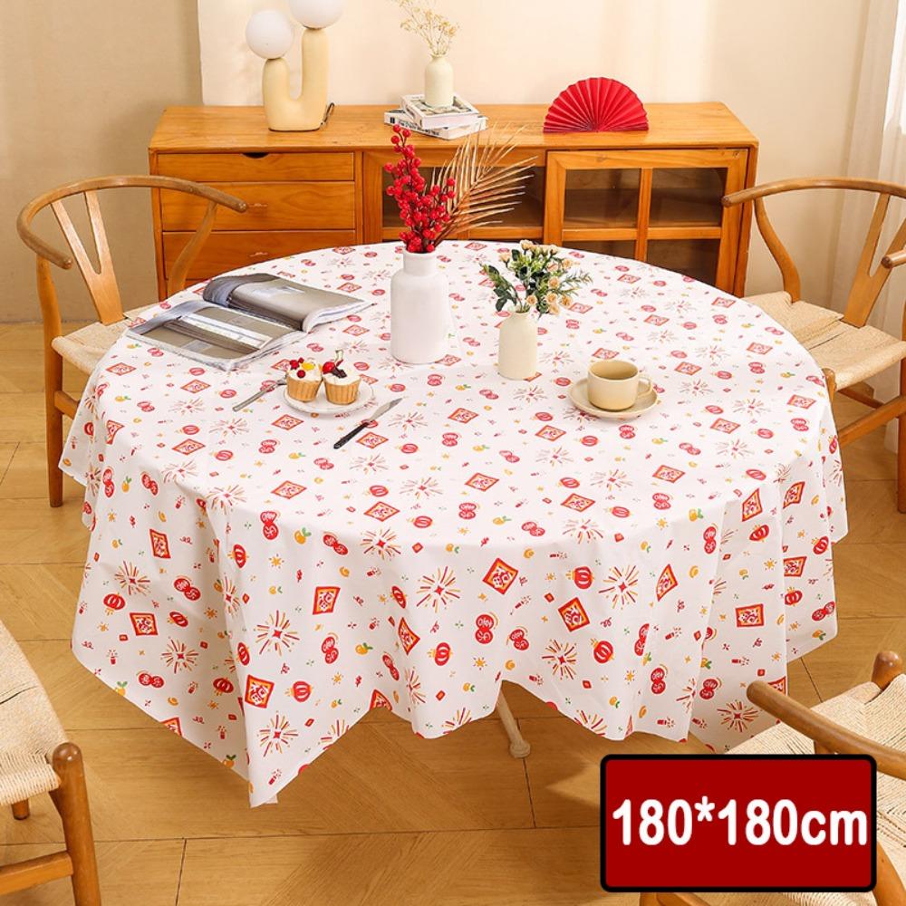 PEVA Tablecloth Thickened Table Cover Portable Red Festive Table Cloth  Home Decoration